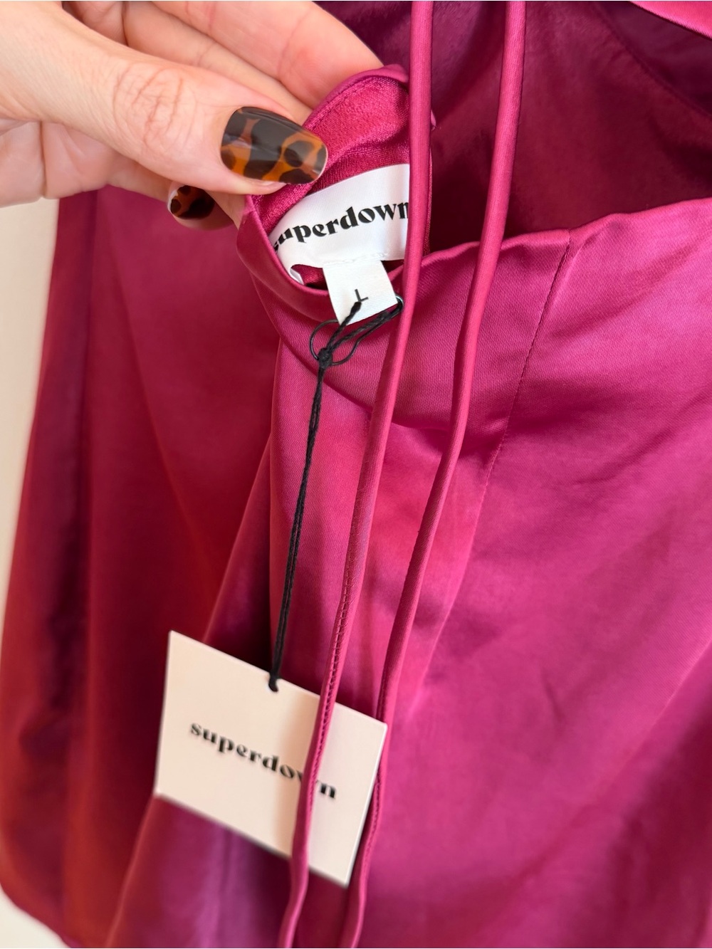 NWT superdown Revolve Julieta Satin Mini Dress Berry Magenta Strappy Large L - Picture 8 of 11